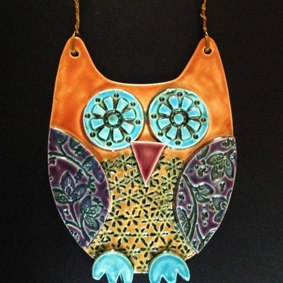 Ceramic owl hanging decoration