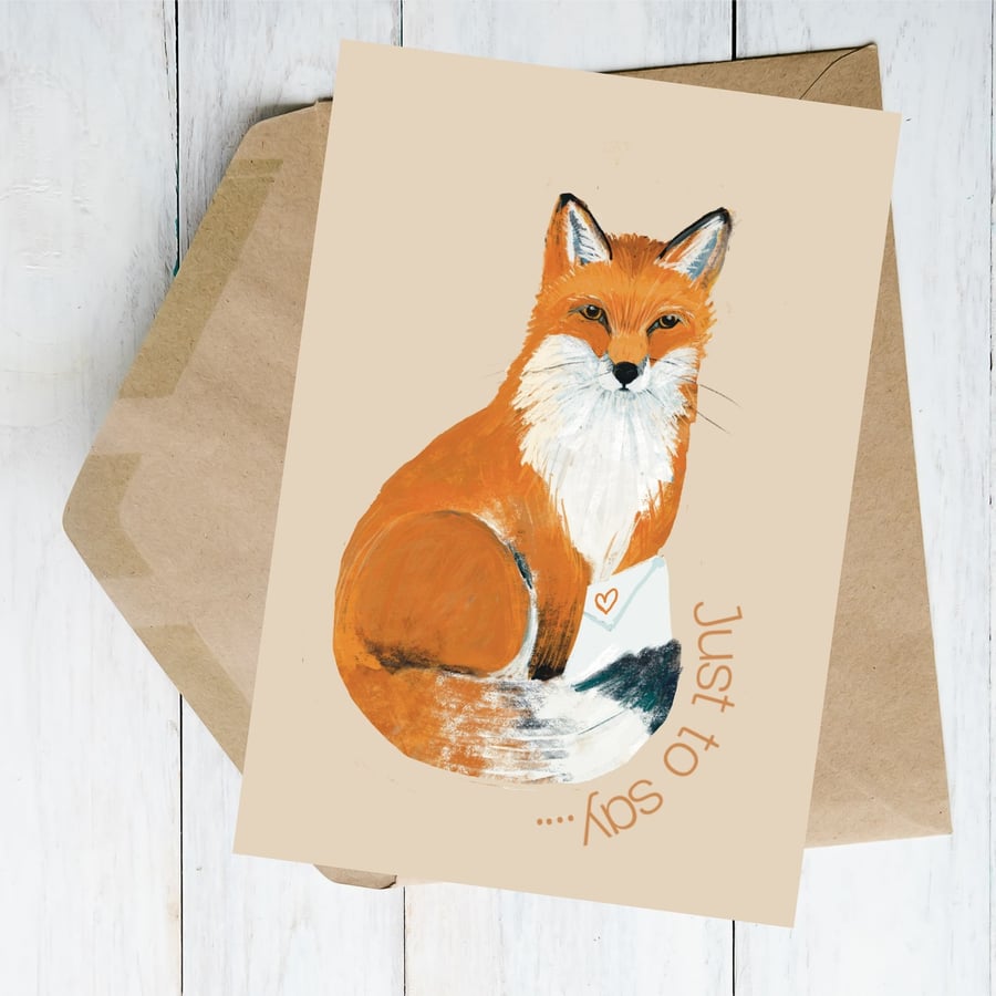 Fox illustration card notecard