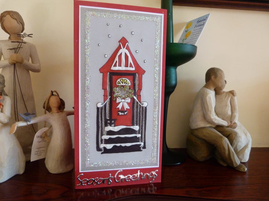 Red Door Christmas Card