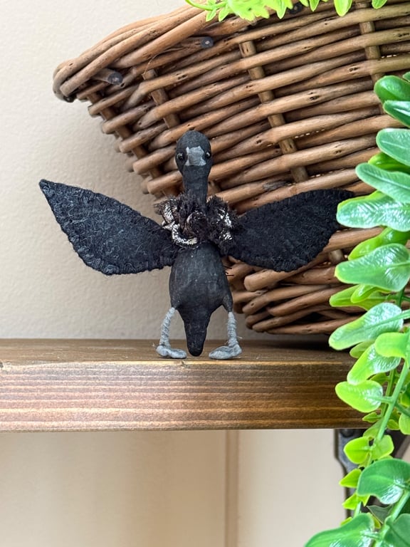 Black Indian Runner Duck Spun Cotton Miniature Art Doll