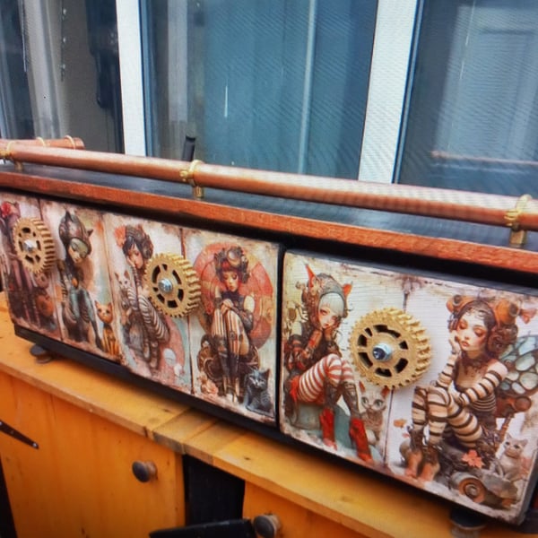 Steampunk 3 draw storage box