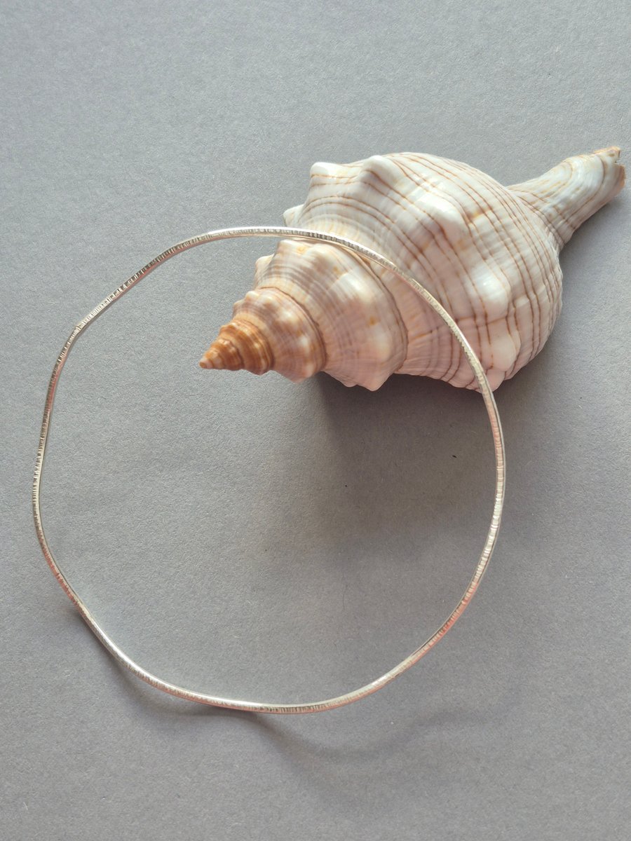 Wave Bracelet Sterling Silver 925 Hammered Texture