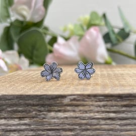 NEW Oxidised Silver Blossom Stud Earrings
