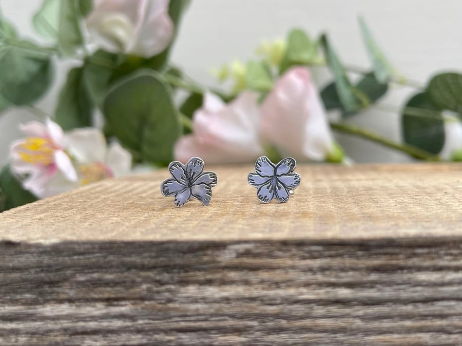 NEW Oxidised Silver Blossom Stud Earrings