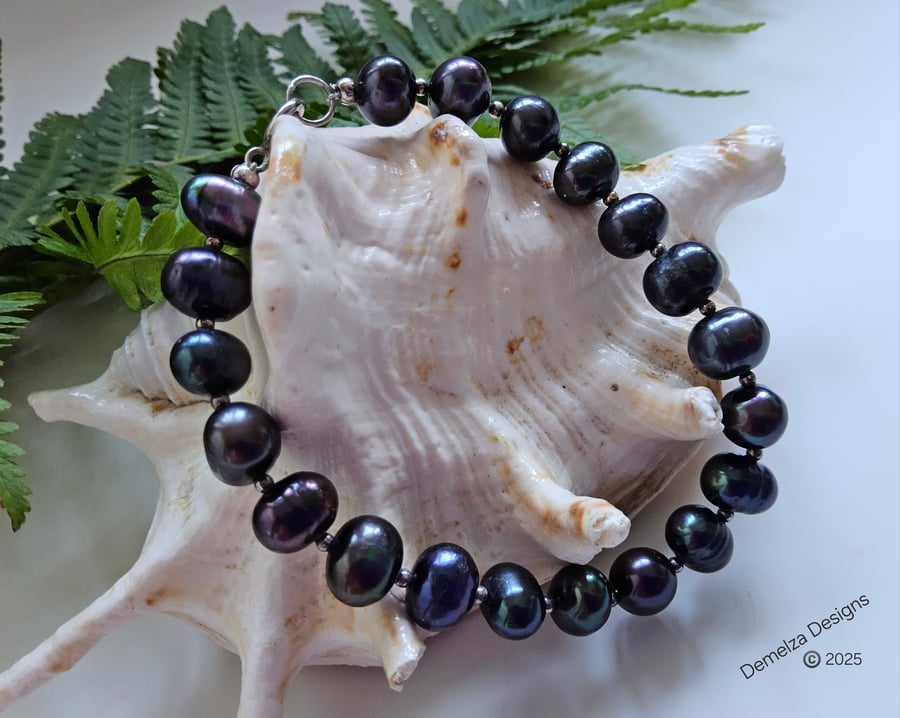 Peacock Freshwater Pearl Sterling Silver Bracelet