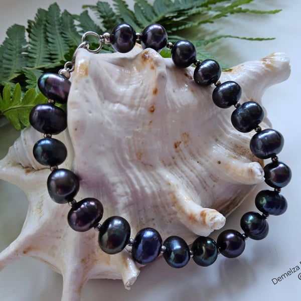 Peacock Freshwater Pearl Sterling Silver Bracelet