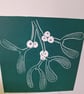 An original handprinted linoprint of a sprig of mistletoe  - Image 3