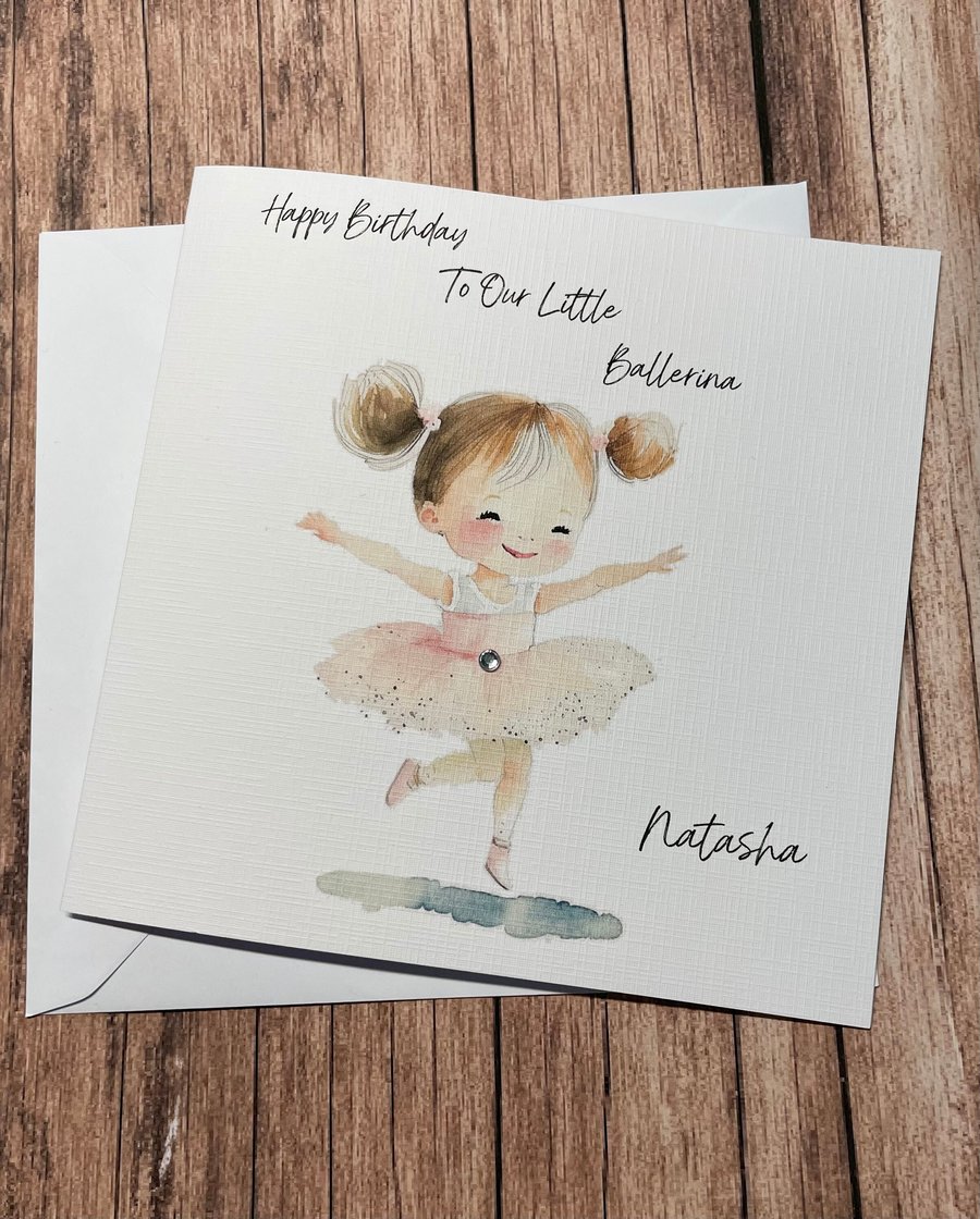 Personalised Ballerina Birthday Card For Her Happy Birthday Daughter Niece etc