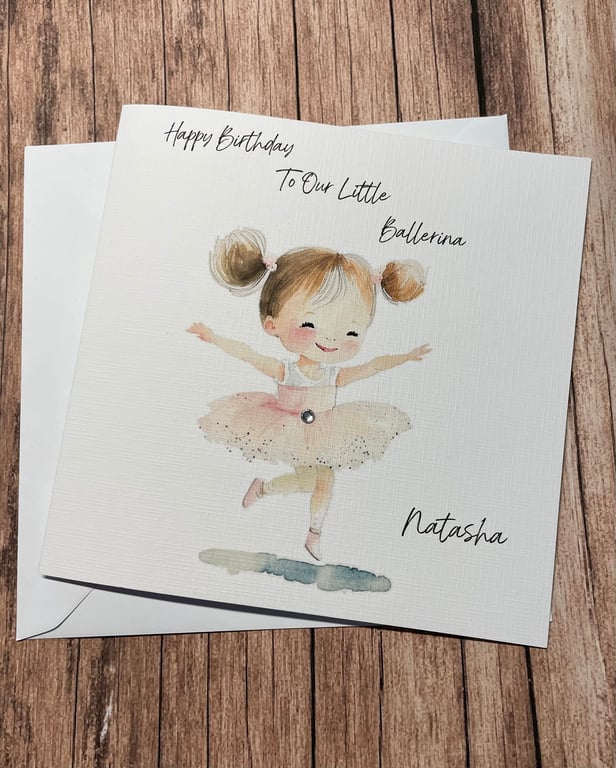 Personalised Ballerina Birthday Card For Her Happy Birthday Daughter Niece etc