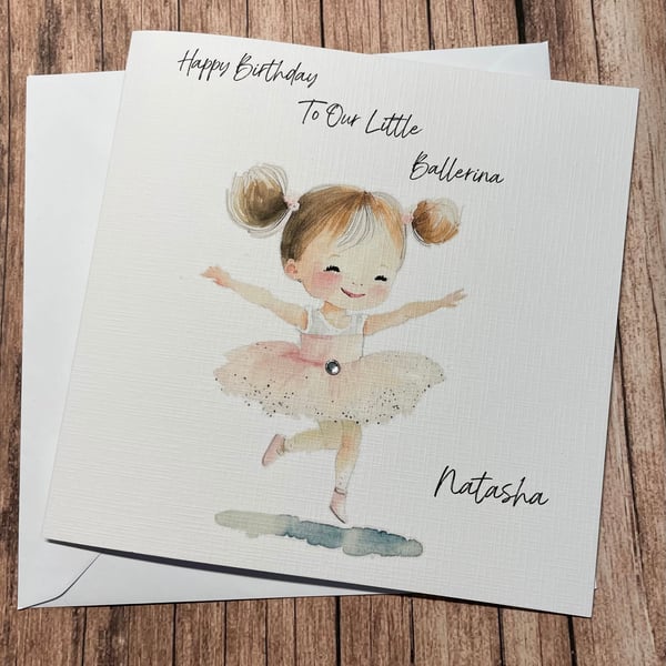 Personalised Ballerina Birthday Card For Her Happy Birthday Daughter Niece etc
