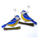 Bluetit Suncatcher Stained Glass British Bird Handmade Blue Tit 