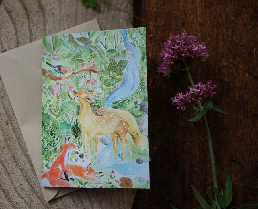 Woodland Animals Blank Art Card