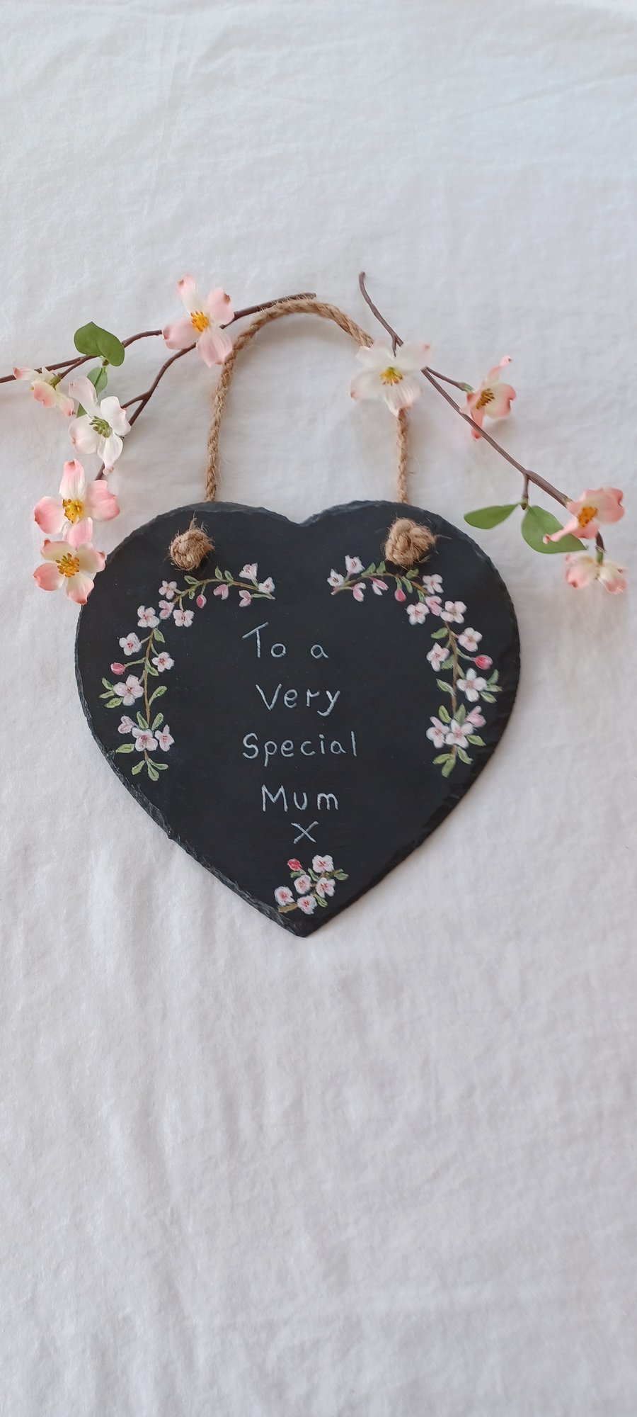 Hand-painted slate heart for Mothers Day