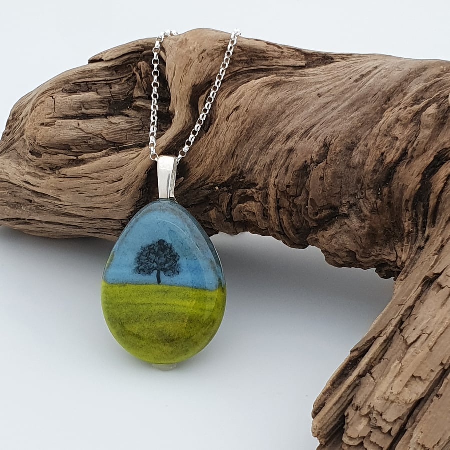 Fused Glass Tree Pendant