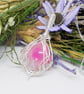 Sterling Silver Wire Wrapped Necklace With Pink Agate