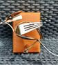 Silverware Bird Sculpture, Upcycled Metal Art on Mahogany.