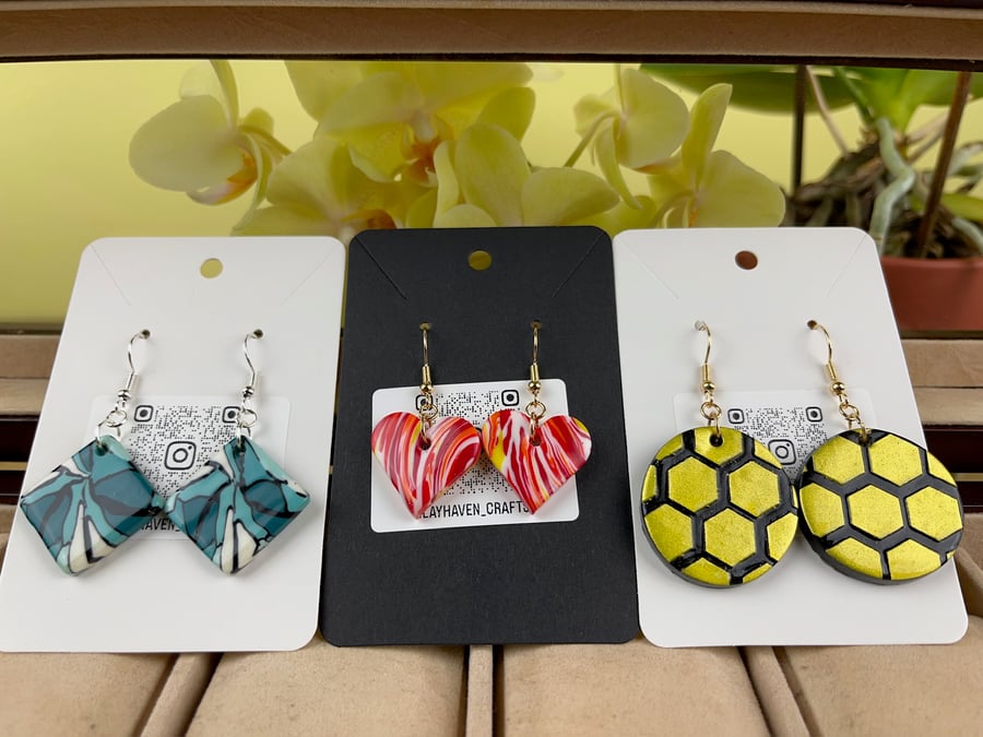 Handmade polymer clay earrings