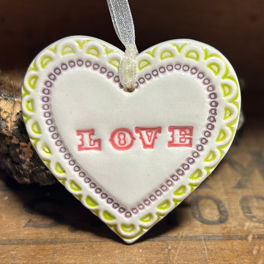 perfectly Imperfect Small Ceramic heart decoration LOVE