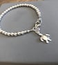 Sterling Silver Turtle Charm Bracelet, Beaded Ball Bracelet - Image 3