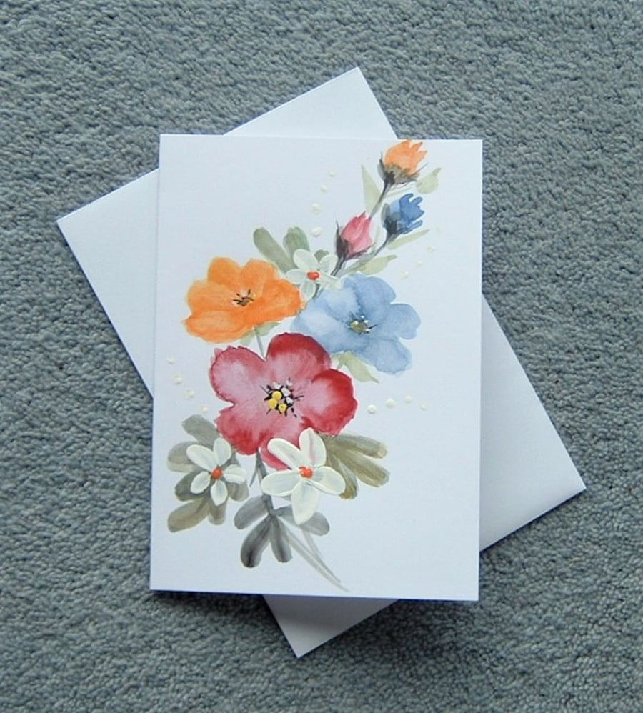 hand painted floral greetings card ( ref F 148 ) - Folksy