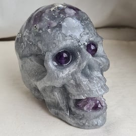 Gorgeous Resin Skull with Amethyst and Charms. No1