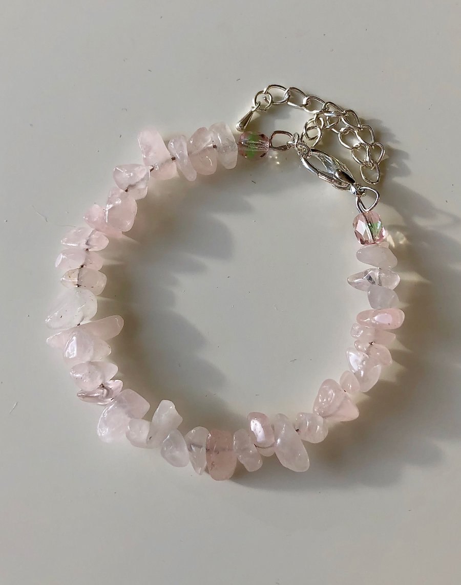 Rose Agate memory wire bangle