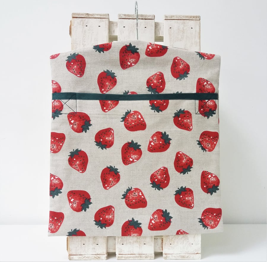 Handmade Linen Cotton Strawberries for Wimbledon Peg Bag Size 35cmx30cm 14"x12"