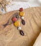 Autumn Metallic Terracotta and Speckled Amber Tiered Polymer Clay Earrings 