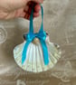 Handmade Seashell Wall Hanging – Coastal Beach Decoration with Blue Ribbon - Image 2