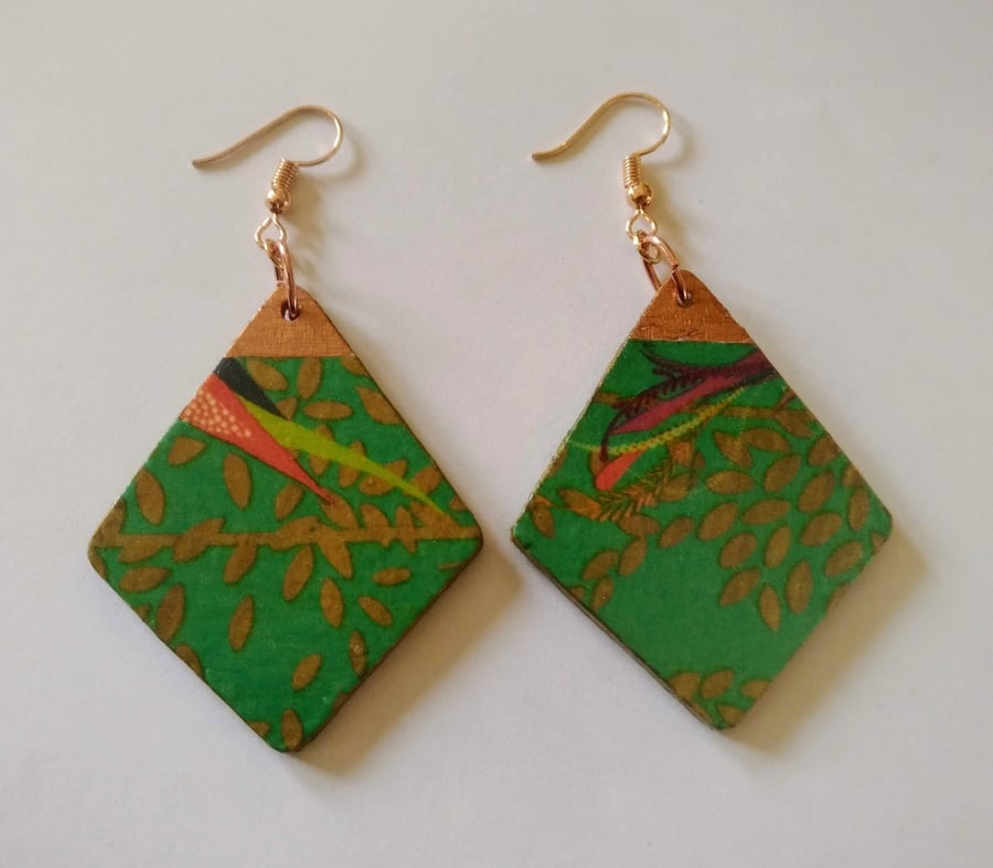 Geometric wood earrings