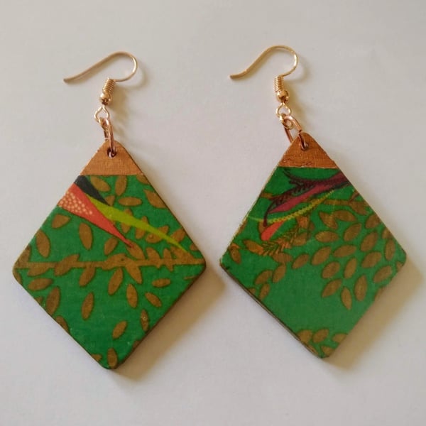 Geometric wood earrings