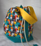 Large Cotton Canvas Drawstring Project Bag Rainbow Cats - Image 5