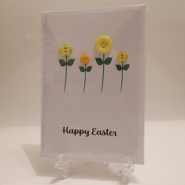 Happy Easter yellow flower buttons greetings card 