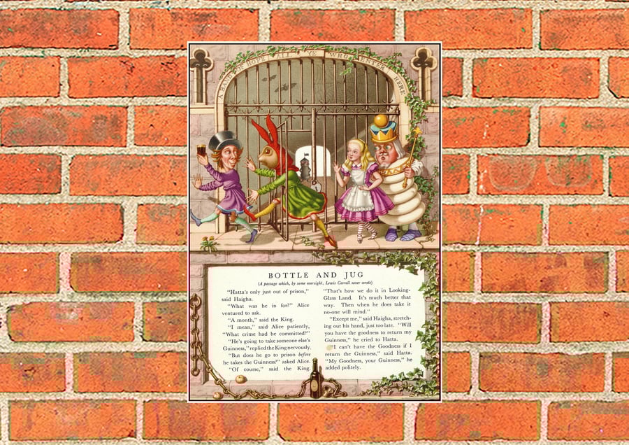 Guinness metal sign. Alice Bottle and Jug suitable for Mancave, Bar or Pub