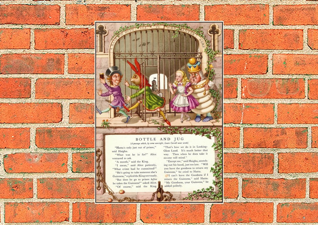 Guinness metal sign. Alice Bottle and Jug suitable for Mancave, Bar or Pub