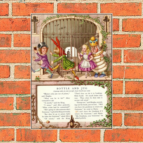 Guinness metal sign. Alice Bottle and Jug suitable for Mancave, Bar or Pub