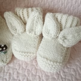 Hand knitted baby bunny booties 