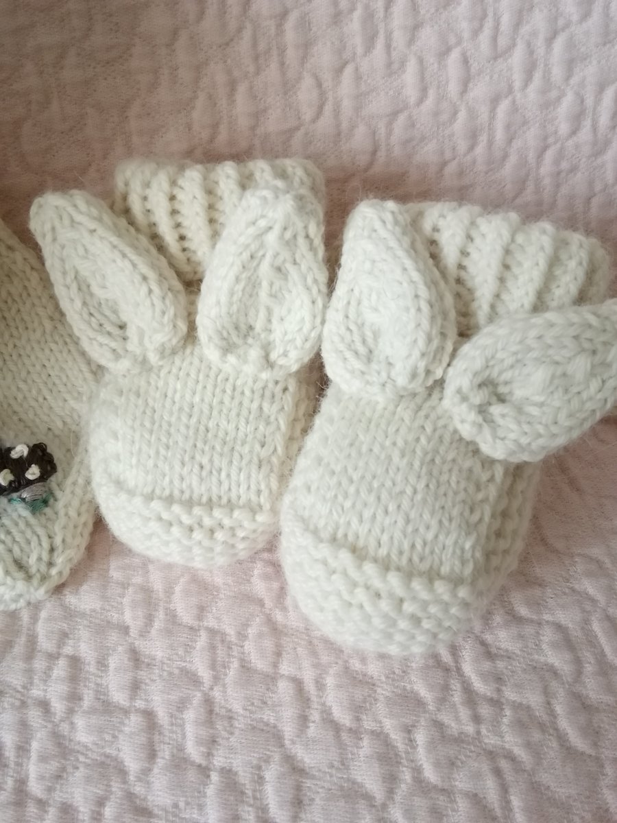 Hand knitted baby bunny booties 