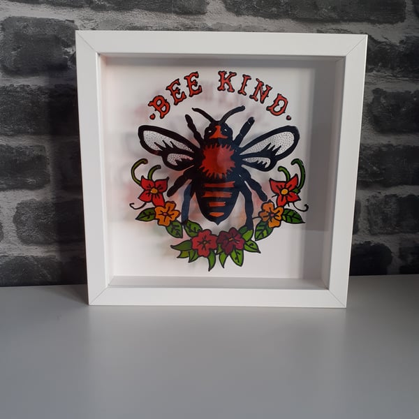 SECONDS SUNDAY Hand painted Bee Kind picture suncatcher