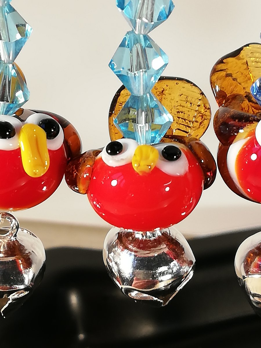Jingle Robin Flameworked glass decoration