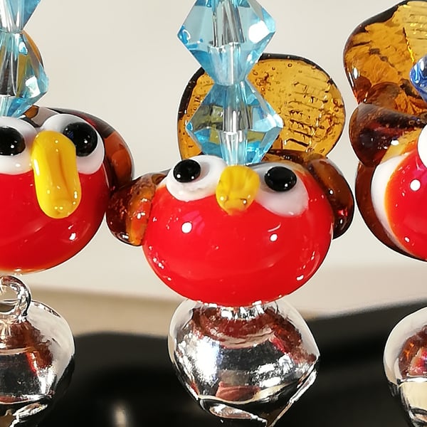 Jingle Robin Flameworked glass decoration