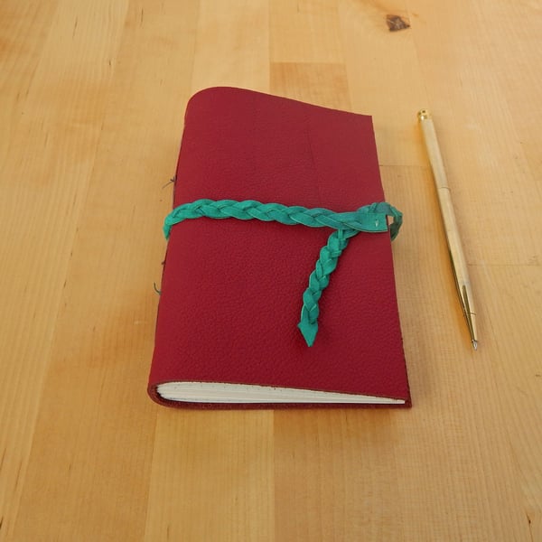 Red Leather Journal, Dotted Pages. Bullet Journal, Notebook, Student Gifts