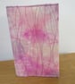Pink notebook.  Machine embroidered fabric cover in pale pink and lemon - Image 1