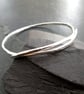 Sterling Silver Bangle, Crossover Bangle, Hallmarked - Image 1