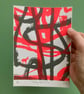 Donkey Abstract No.4 two-colour A5 screen-print - Image 2