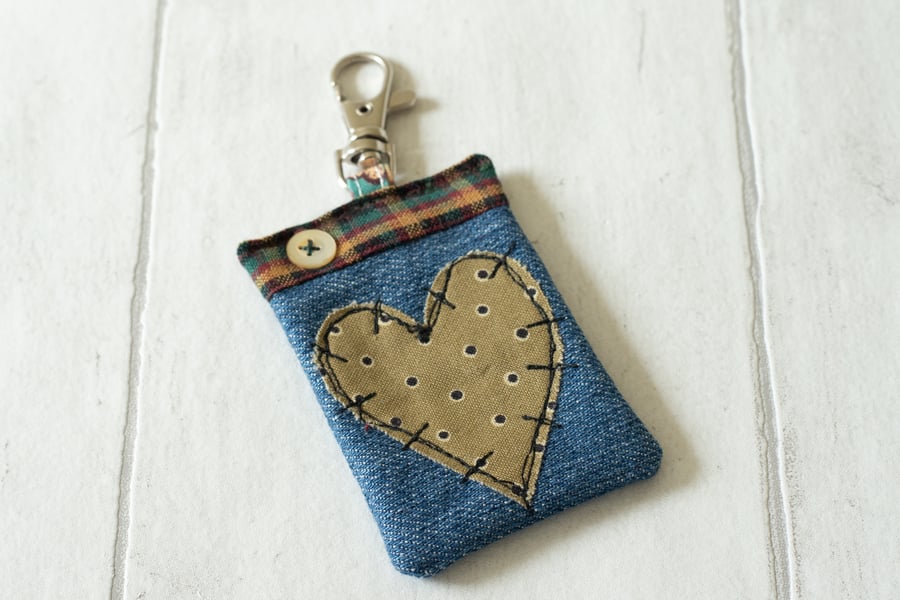 Fabric Heart Keyring