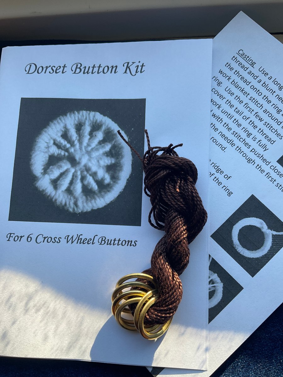 Kit to Make 6 x Dorset Cross Wheel Buttons, Dark Brown 