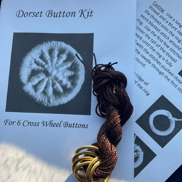Kit to Make 6 x Dorset Cross Wheel Buttons, Dark Brown 
