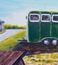 Horsebox Rural Scene Cornwall Acrylic Painting on Yupo Paper Mounted - Image 2