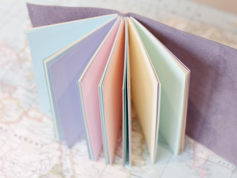 A6 Rainbow Leather Wrap Journal - Handbound Leather Blank Book - 6 x 4 Pastel